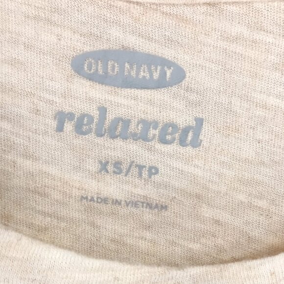 OLD NAVY-Women's Tee Shirt-XS-Cream-Blue-Crew-Casual-Short Sleeve - Picture 4 of 5